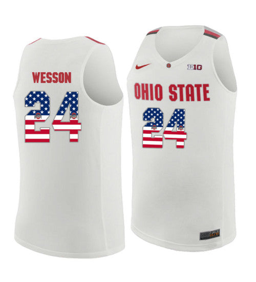 Ohio State Buckeyes #24 Andre Wesson College Basketball Jersey White 9799 stitched college jersey