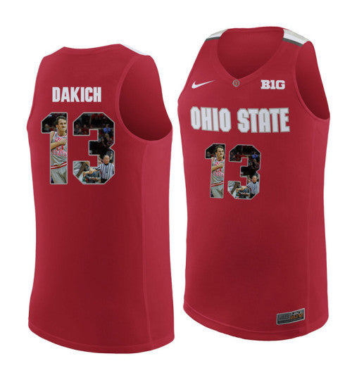 Ohio State Buckeyes #13 Andrew Dakich College Basketball Jersey Red 9761 stitched college jersey