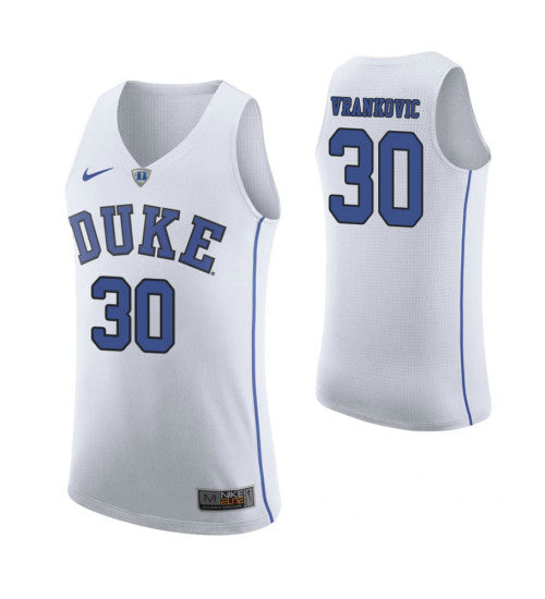 Duke Blue Devils 30 Antonio Vrankovic College Basketball Jersey White stitched basketball jersey for game day fanwear