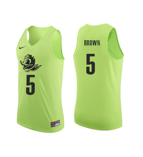 Oregon Ducks 5 Elijah Brown College Basketball Jersey Apple Green | Stitched Jersey RTJS 7474