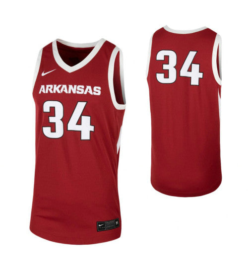 Arkansas Razorbacks 34 College Basketball Jersey Cardinal stitched basketball jersey for game day fanwear