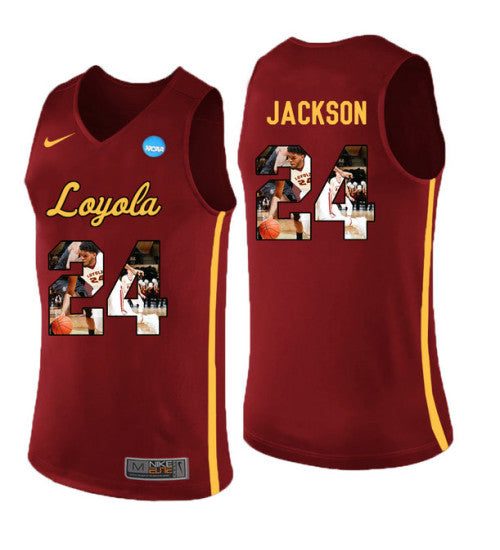 Loyola Chi Ramblers 24 Aundre Jackson College Basketball Jersey Red stitched retro jersey