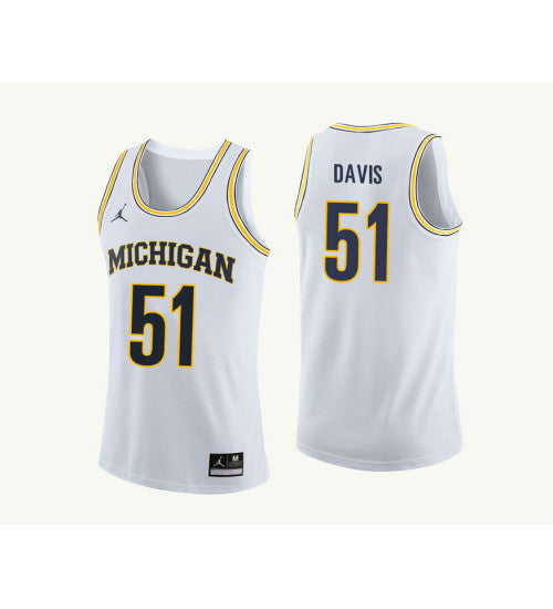Michigan Wolverines #51 Austin Davis College Basketball Jersey White 9079 stitched college jersey