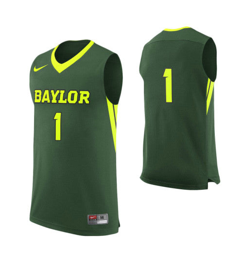 Baylor Bears 1 College Basketball Jersey Green stitched basketball jersey for game day fanwear