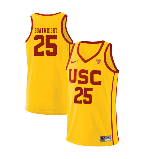 USC Trojans Bennie Boatwright 10983 #25 Yellow stitched throwback college basketball jersey