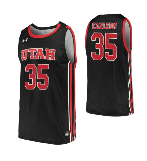 En Carlson Utah Utes #35 Black stitched throwback college basketball jersey