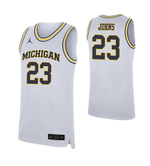 Michigan Wolverines #23 On Johns Jr White College Basketball Jersey stitched college jersey