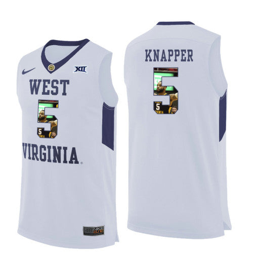 West Virginia Mountaineers 5 On Knapper College Basketball Jersey White 5754 | Stitched Jersey RTJS 5994