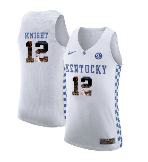 Kentucky Wildcats 12 On Knight College Basketball Jersey White | Stitched Jersey RTJS 3652