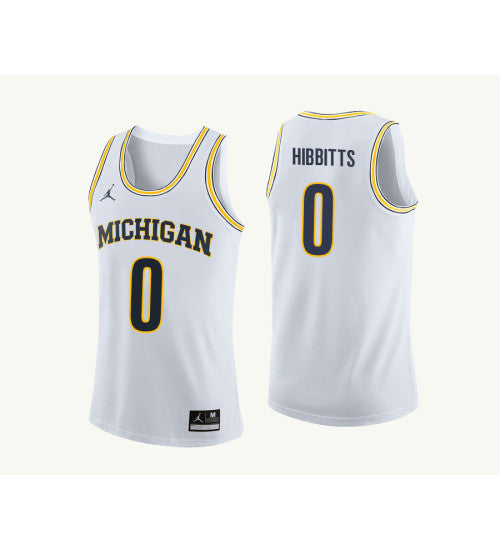 Michigan Wolverines #0 Brent Hibbitts College Basketball Jersey White 8884 stitched college jersey