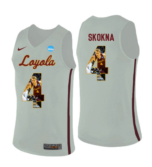 Loyola Chi Ramblers 4 Bruno Skokna College Basketball Jersey White stitched retro jersey