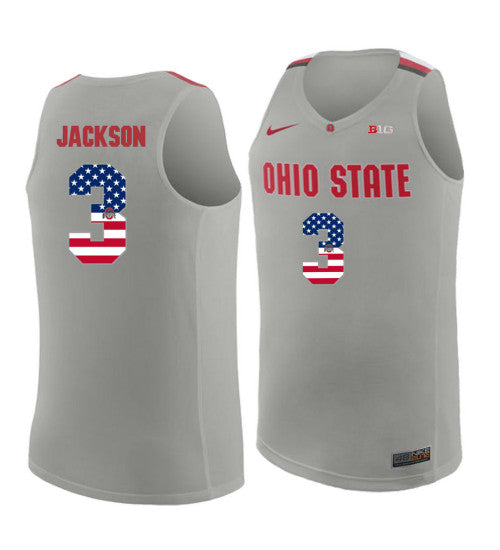 Ohio State Buckeyes 3 Cj Jackson College Basketball Jersey Gray | Stitched Jersey RTJS 7731