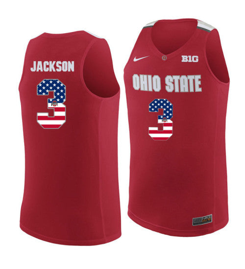 Ohio State Buckeyes #3 Cj Jackson College Basketball Jersey Red 9812 stitched college jersey