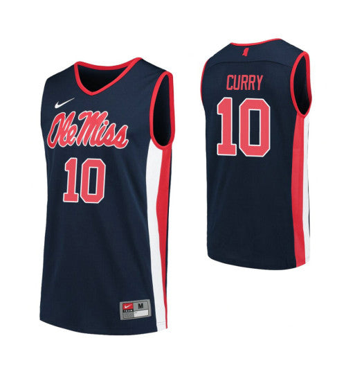 Ole Miss Rebels #10 Carlos Curry Navy College Basketball Jersey stitched college jersey
