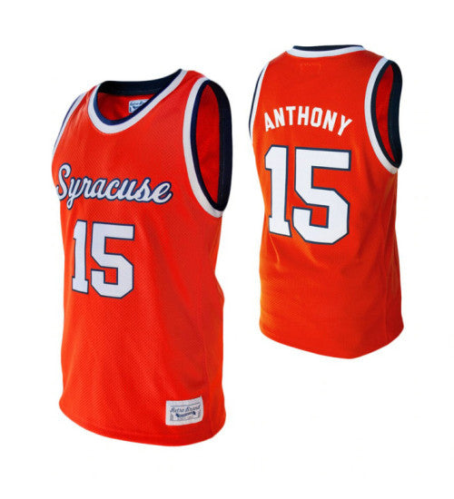 Anthony 10407 Syracuse Carmelo #15 Orange stitched throwback college basketball jersey