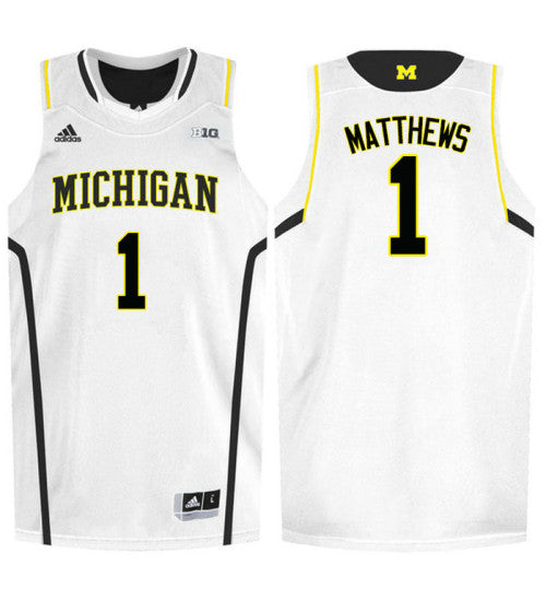 Michigan Wolverines #1 Charles Matthews College Basketball Jersey White 8898 stitched college jersey