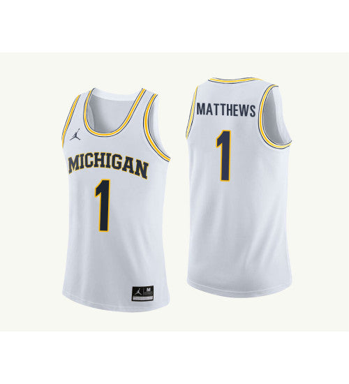 Michigan Wolverines 1 Charles Matthews College Basketball Jersey White 3084 | Stitched Jersey RTJS 8664
