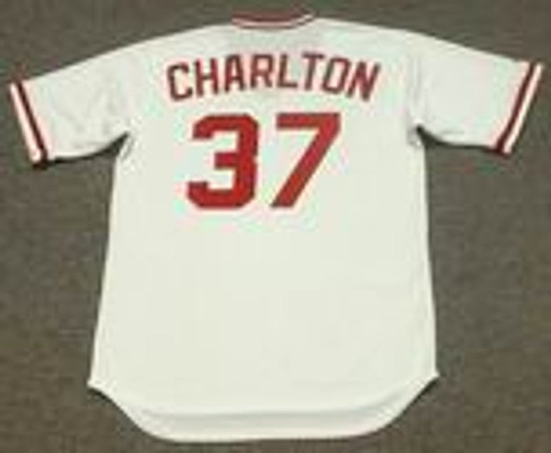 Cincinnati Reds Norm Charlton Cooperstown MLB jersey front view
