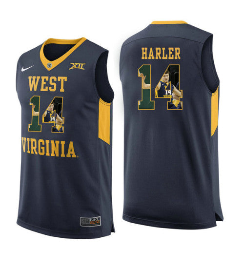 West Virginia Mountaineers 14 Chase Harler College Basketball Jersey Navy 5676 | Stitched Jersey RTJS 6072