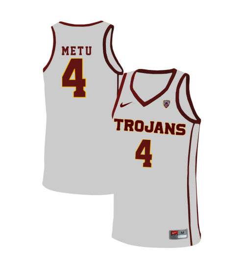USC Trojans Chimezie Metu 11020 #4 White stitched throwback college basketball jersey