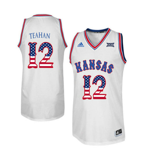 Kansas Jayhawks 12 Chris Teahan College Basketball Jersey White 7850 | Stitched Jersey RTJS 3898