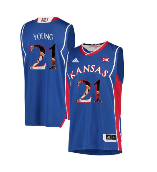 Kansas Jayhawks 21 Clay Young College Basketball Jersey Royal 2018 stitched retro jersey