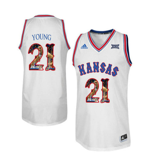 Kansas Jayhawks 21 Clay Young College Basketball Jersey White | Stitched Jersey RTJS 3860