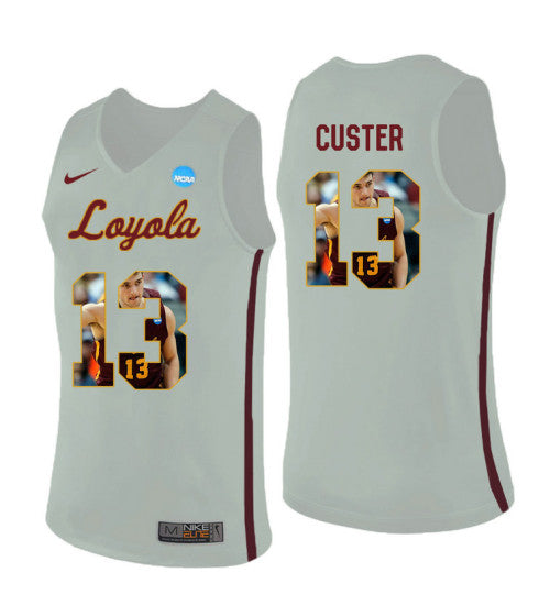Loyola Chi Ramblers 13 Clayton Custer College Basketball Jersey White | Stitched Jersey RTJS 3408