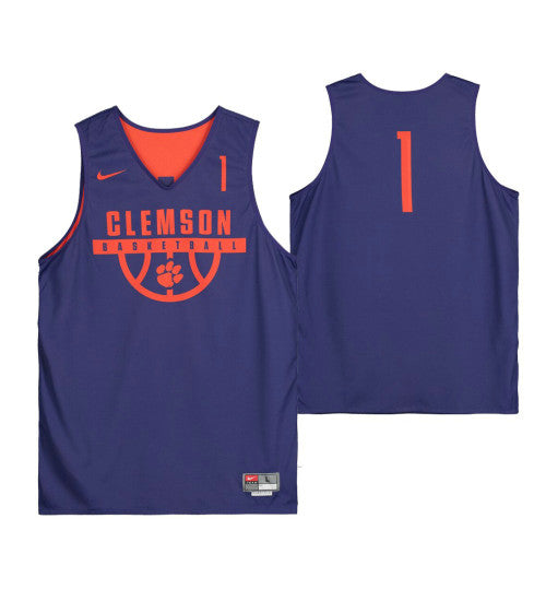 Clemson Tigers Purple Team Issued 1 College Basketball Jersey From The Basketball Program | Stitched Jersey RTJS 5066