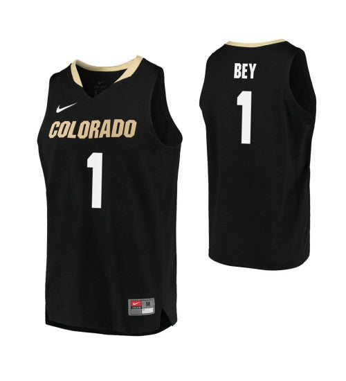 Colorado Buffaloes 1 Tyler Bey College Basketball Jersey Black 801 stitched basketball jersey for game day fanwear