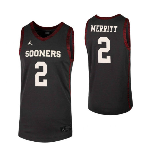 Corbin Merritt College Basketball Jersey Anthracite Oklahoma Sooners | Stitched Jersey RTJS 5008