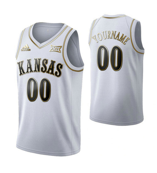 Kansas Jayhawks 00 Custom Limited Golden Edition Jersey White stitched retro jersey