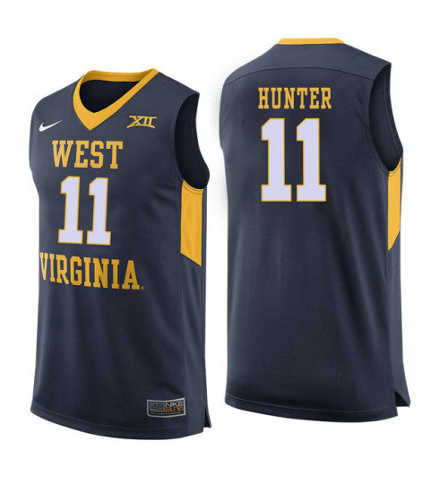 West Virginia Mountaineers Dangelo Hunter 11413 #11 Navy stitched throwback college basketball jersey