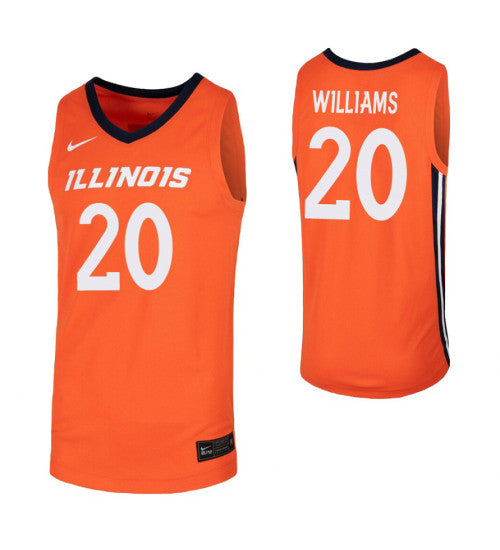 Illinois Fighting Illini 20 Damonte Williams Orange College Basketball Jersey | Stitched Jersey RTJS 4226
