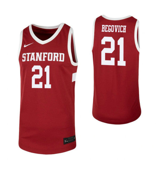 Stanford Daniel Begovich Cardinal #21 stitched throwback college basketball jersey