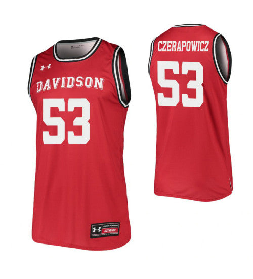 Davidson Wildcats 53 David Czerapowicz Red College Basketball Jersey stitched basketball jersey for game day fanwear