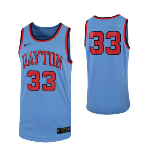Dayton Flyers 33 College Basketball Jersey Light Blue | Stitched Jersey RTJS 4915