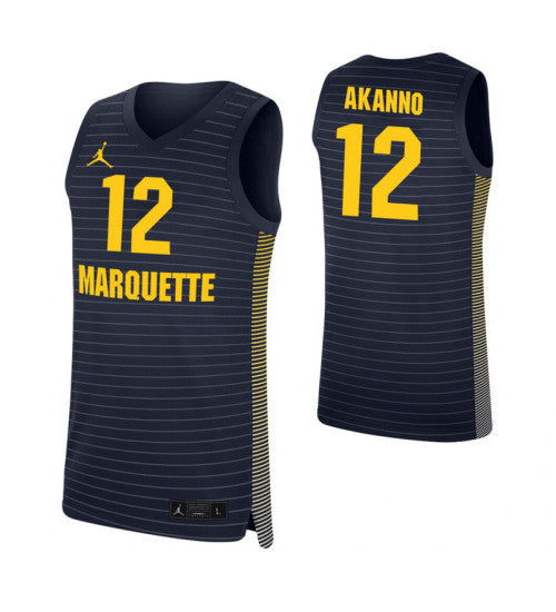 Marquette Golden Eagles 12 Dexter Akanno Navy College Basketball Jersey | Stitched Jersey RTJS 3266