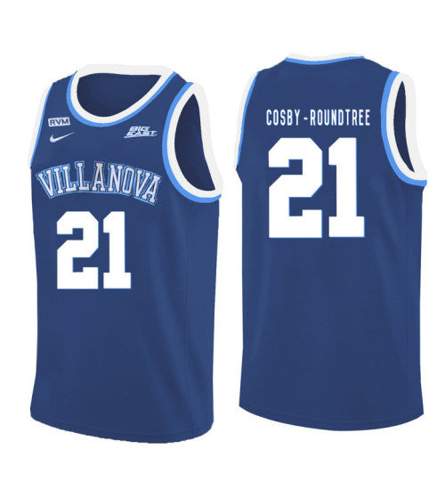 Villanova Wildcats Dhamir Cosby Roundtree 11182 #21 Blue stitched throwback college basketball jersey