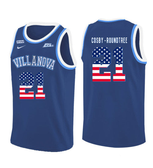 Villanova Wildcats Dhamir Cosby Roundtree 11181 #21 Blue stitched throwback college basketball jersey