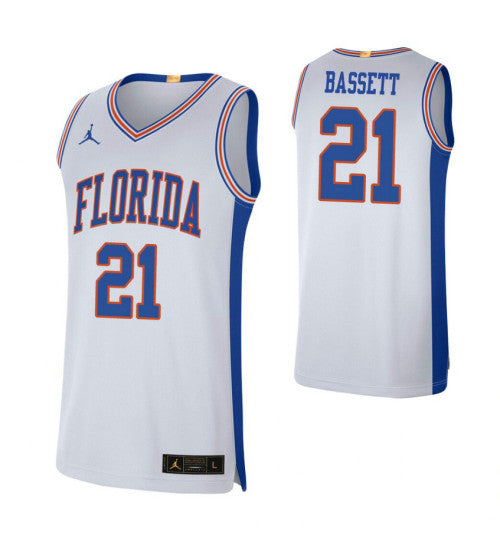 Florida Gators 21 Dontay Bassett White College Basketball Jersey stitched retro jersey