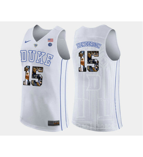 Duke Blue Devils 15 Gerald Henderson White Road College Basketball Jersey | Stitched Jersey RTJS 4777