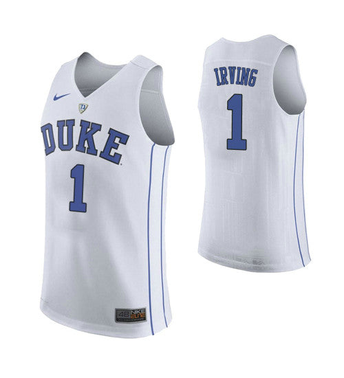 Duke Blue Devils 1 Kyrie Irving College Basketball Jersey White stitched basketball jersey for game day fanwear