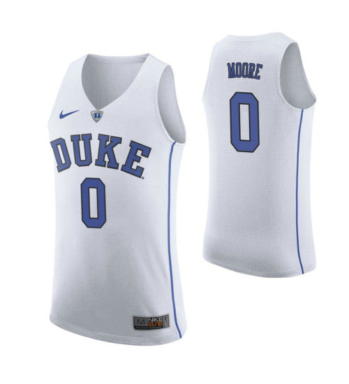Duke Blue Devils 0 Wendell Moore White College Basketball Jersey stitched basketball jersey for game day fanwear