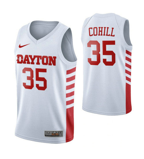 Dayton Flyers 35 Dwayne Cohill College Basketball Jersey White stitched basketball jersey for game day fanwear