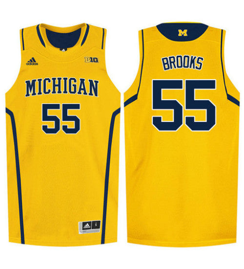Michigan Wolverines 55 Eli Brooks College Basketball Jersey Gold | Stitched Jersey RTJS 8473