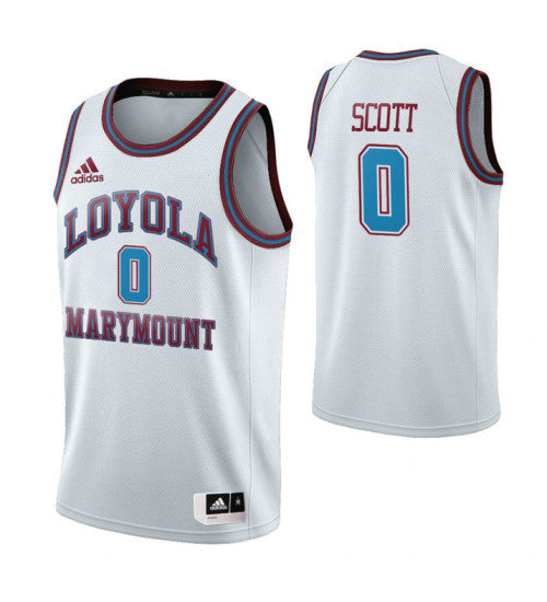 Loyola Marymount Lions 0 Eli Scott Throwback College Basketball Jersey White stitched retro jersey