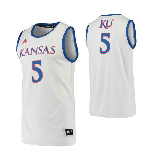 Kansas Jayhawks 5 Elijah Elliott College Basketball Jersey Gray stitched retro jersey