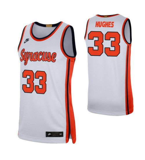Limited White Syracuse Elijah Hughes #33 Orange stitched throwback college basketball jersey