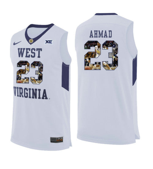 West Virginia Mountaineers Esa Ahmad 11465 #23 White stitched throwback college basketball jersey